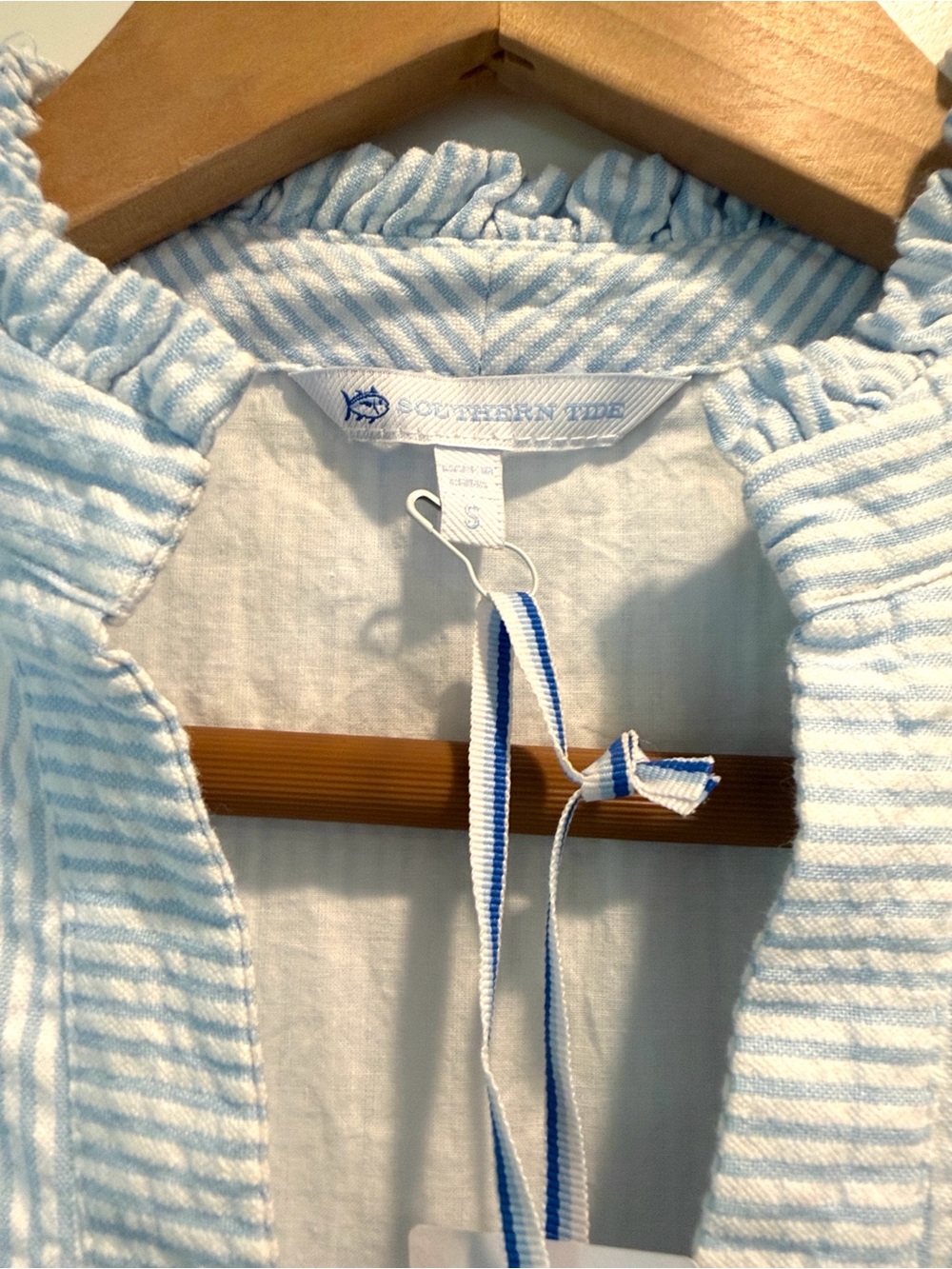 Southern Tide Light Blue & White Sleeveless Seersucker Shift Dress S - Picture 5 of 5